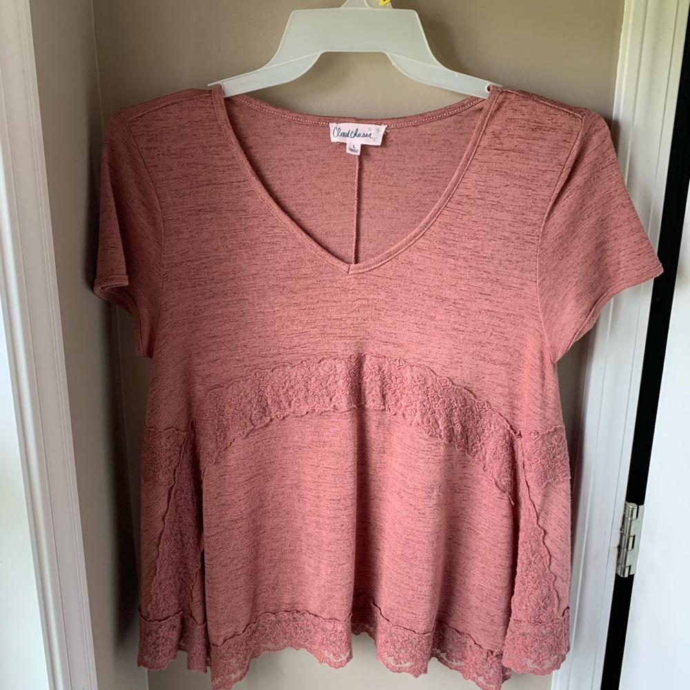 Lacey Boho Pink Capped Sleeve Tee